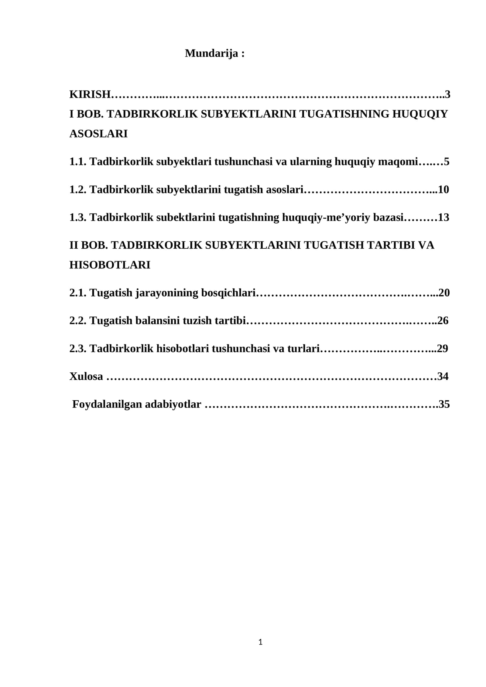 TADBIRKORLIK SUBYEKTLARINI TUGATISHNING HUQUQIY ASOSLARI VA TARTIBI 1