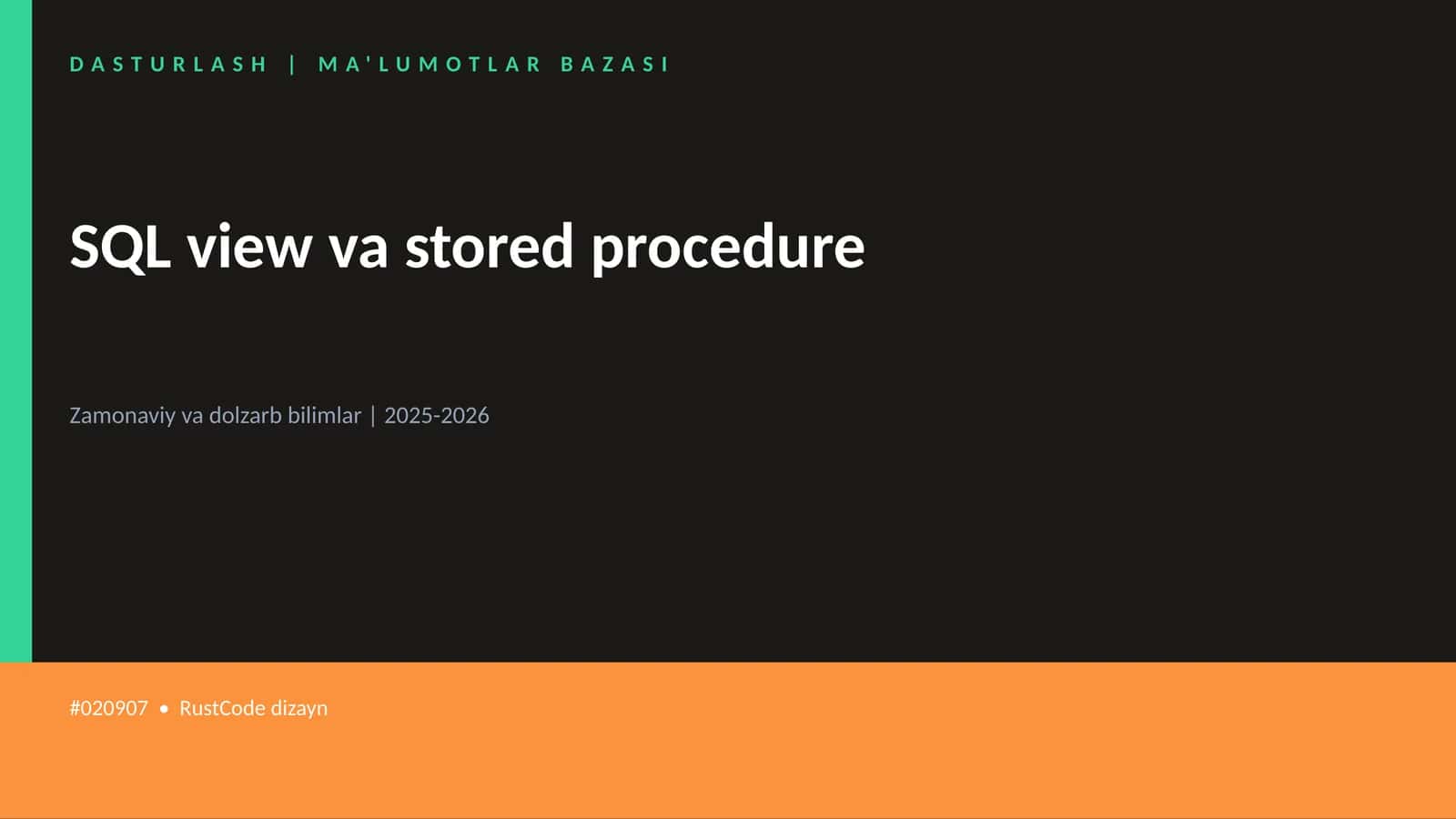 SQL view va stored procedure 1