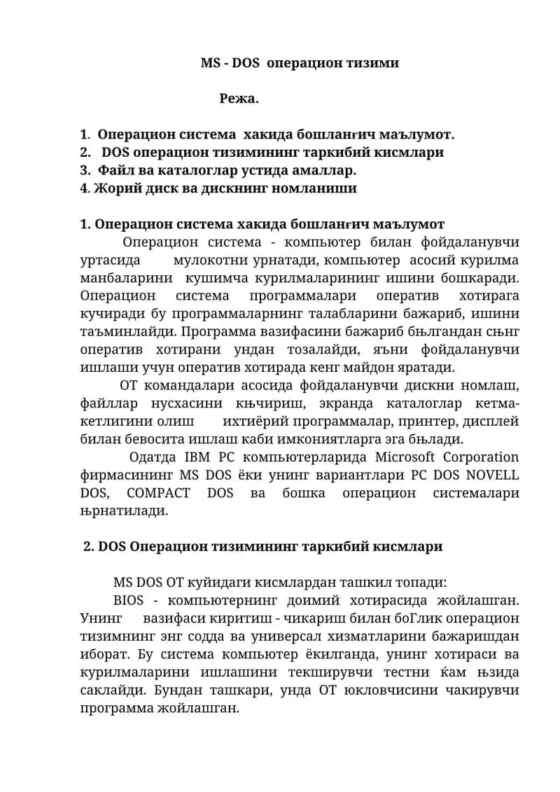 MS - DOS операцион тизими 1