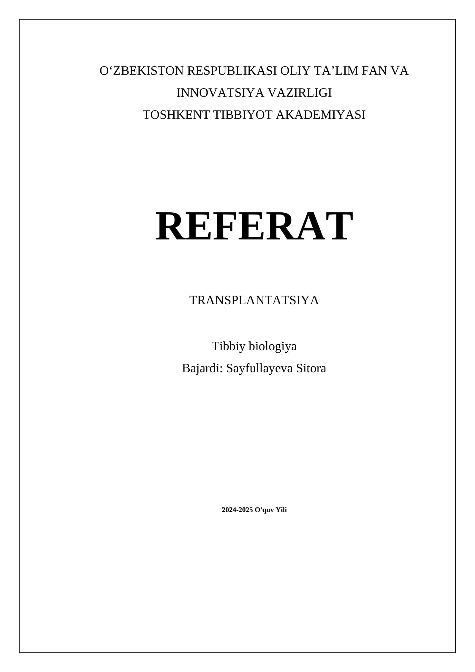REFERAT TRANSPLANTATSIYA 1