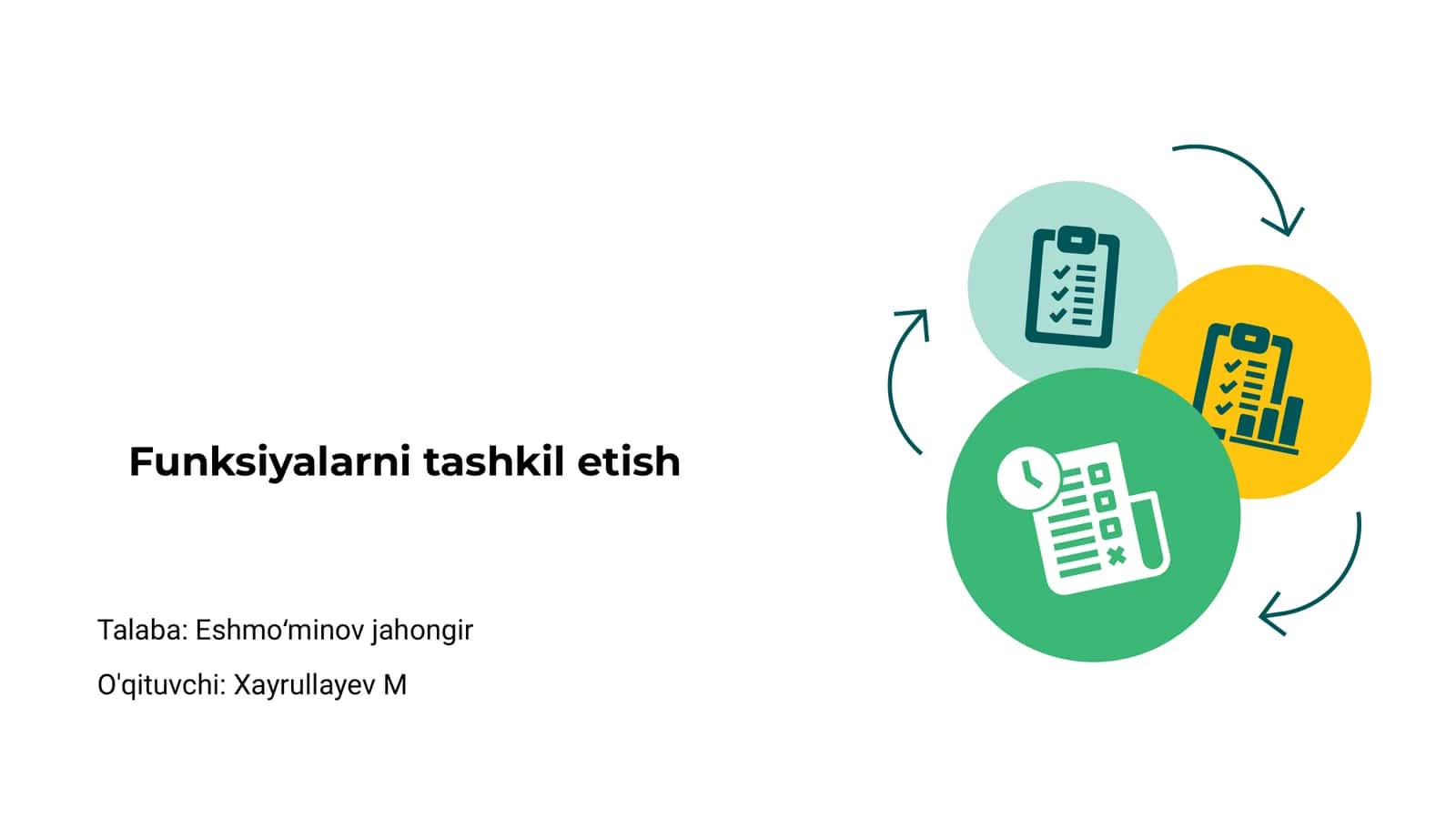 Funksiyalarni tashkil etish 1