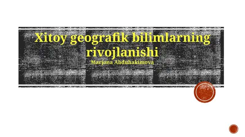 Xitoy geografik bilimlarning rivojlanishi 1