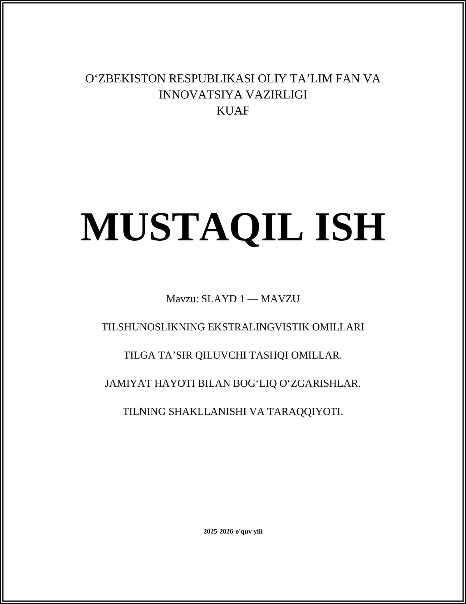 TILSHUNOSLIKNING EKSTRALINGVISTIK OMILLARI 1