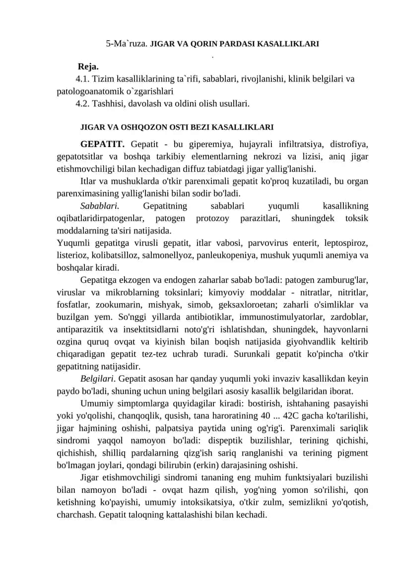 JIGAR VA QORIN PARDASI KASALLIKLARI 1