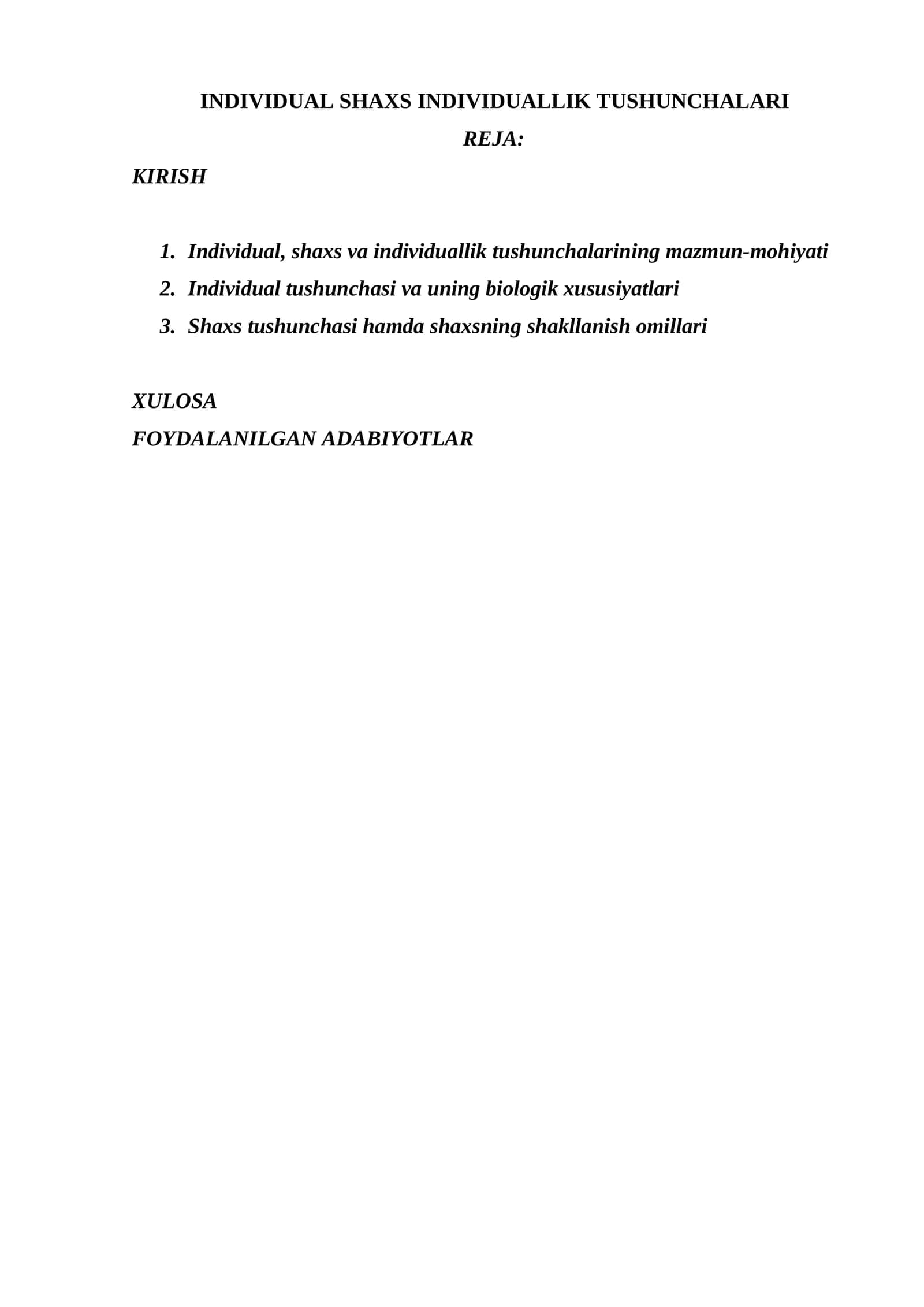 INDIVIDUAL SHAXS INDIVIDUALLIK TUSHUNCHALARI 1