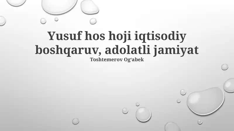 Yusuf Xos Hojibning iqtisodiy qarashlari va adolatli jamiyat idealari 1
