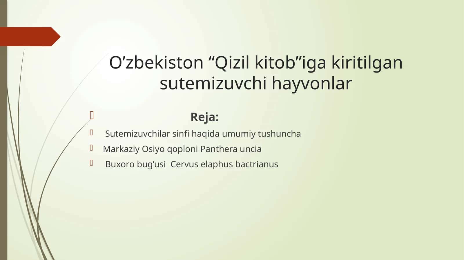 O’zbekiston“Qizilkitob”igakiritilgansutemizuvchihayvonlar 1