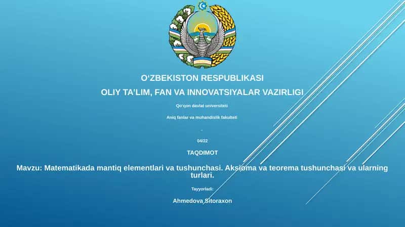 Matematikada mantiq elementlari va tushunchasi 1