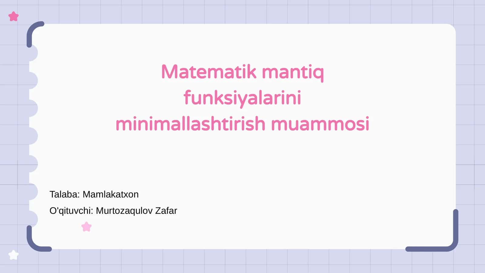 Matematik mantiq funksiyalarini minimallashtirish muammosi 1