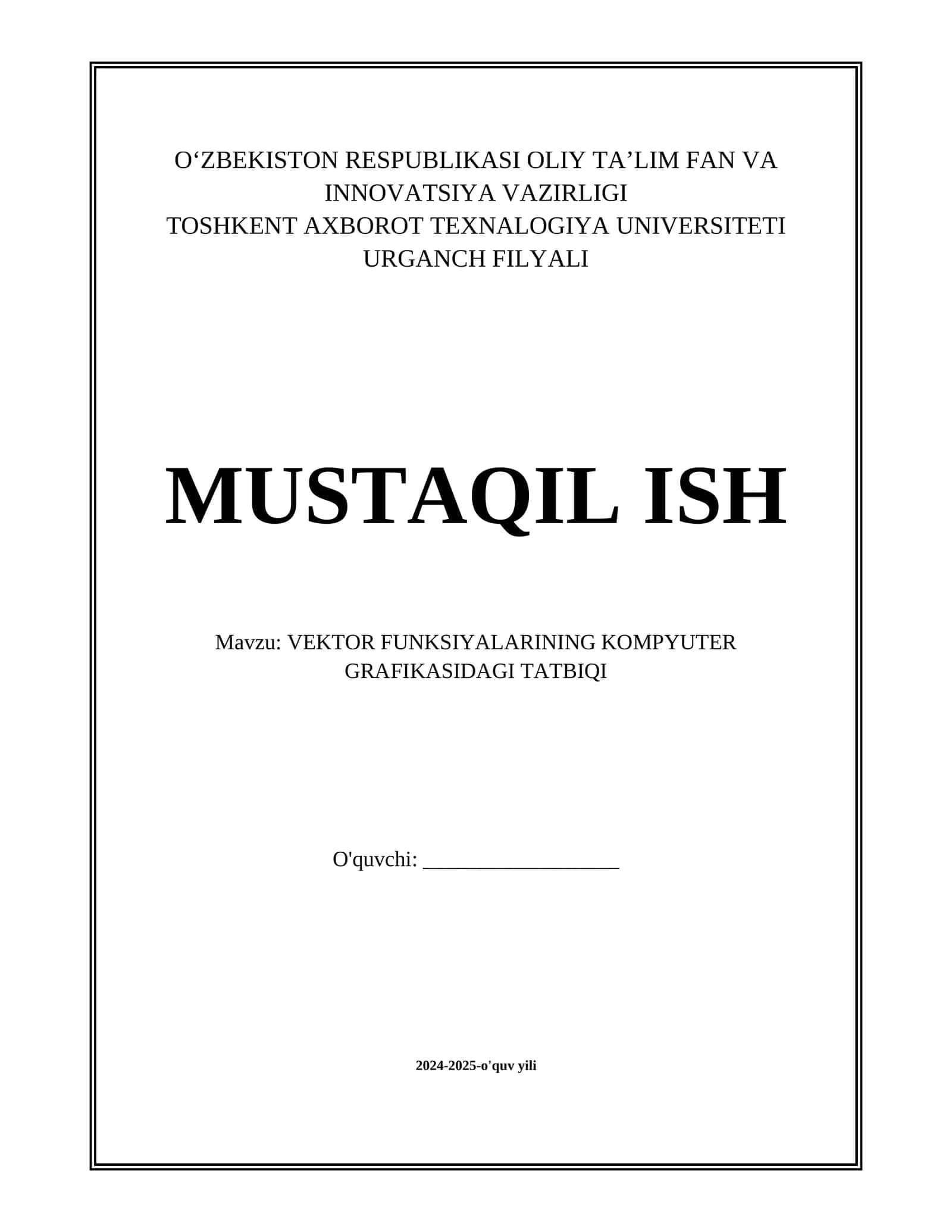 VEKTOR FUNKSIYALARINING KOMPYUTER GRAFIKASIDAGI TATBIQI 1