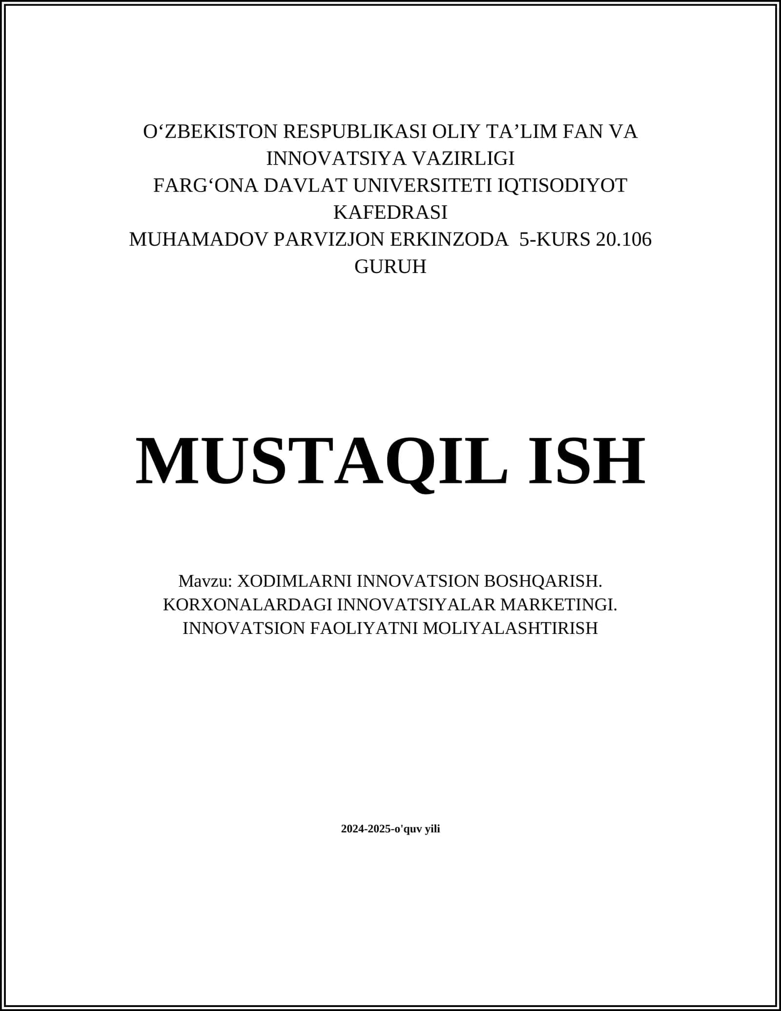 XODIMLARNI INNOVATSION BOSHQARISH 1