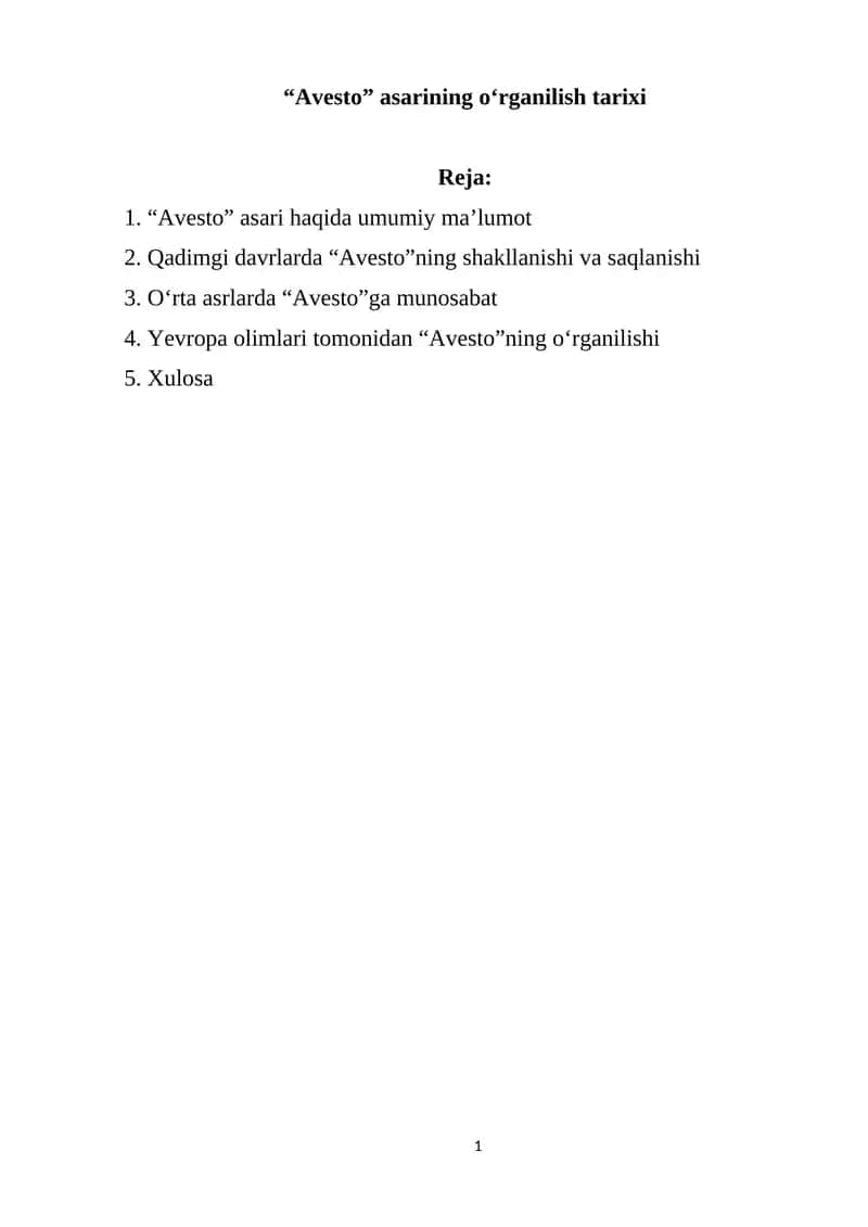 "Avesto" asarining o‘rganilish tarixi 1