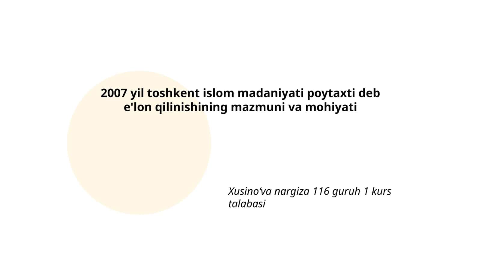 Toshkentning islom madaniyati poytaxti e'lon qilinishining sabablari 1