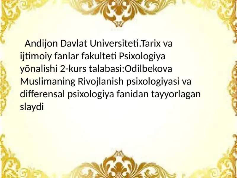 Rivojlanish psixologiyasi va differensal psixologiya 1