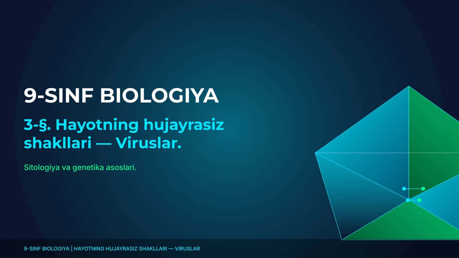 9-SINF BIOLOGIYA | HAYOTNING HUJAYRASIZ SHAKLLARI — VIRUSLAR 1