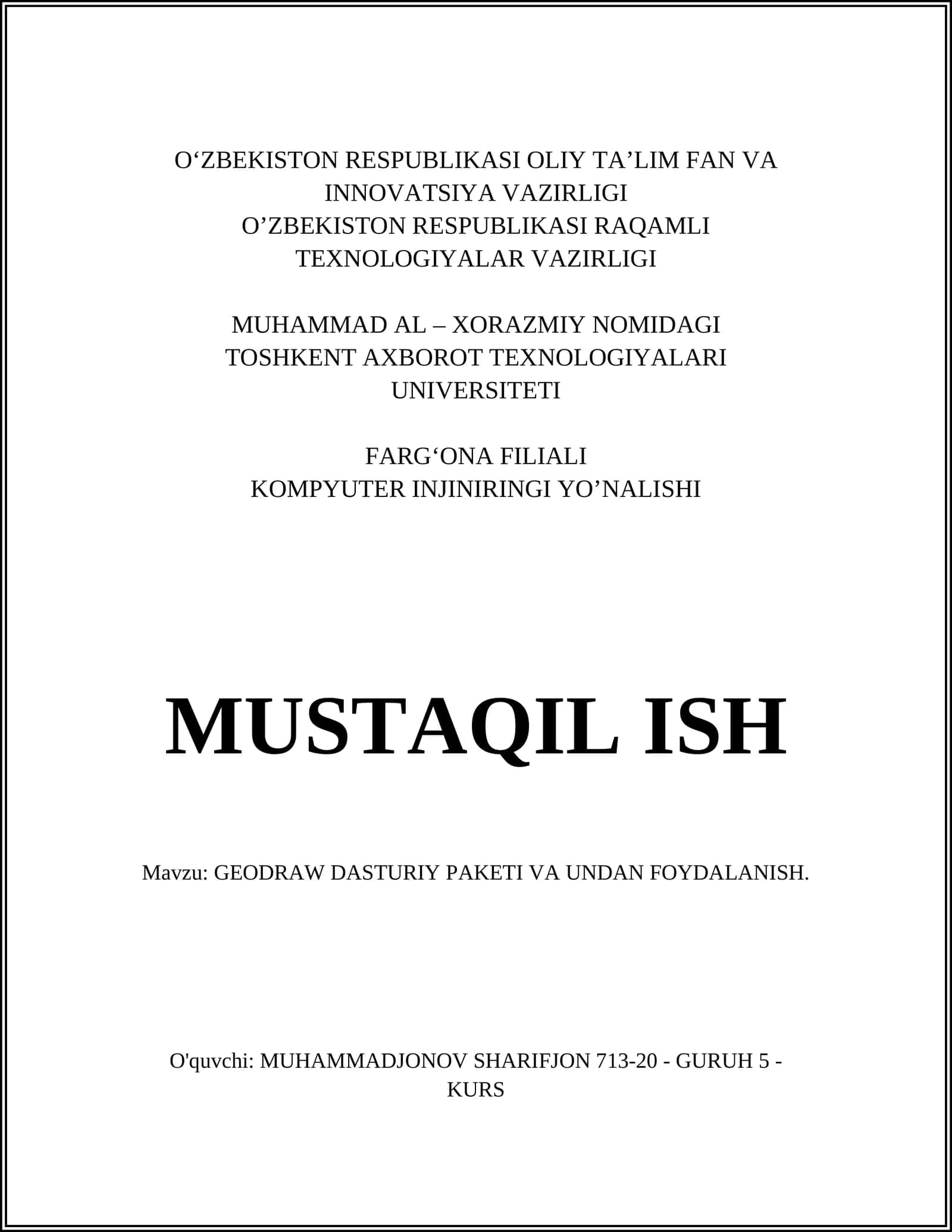 GEODRAW DASTURIY PAKETI VA UNDAN FOYDALANISH 1