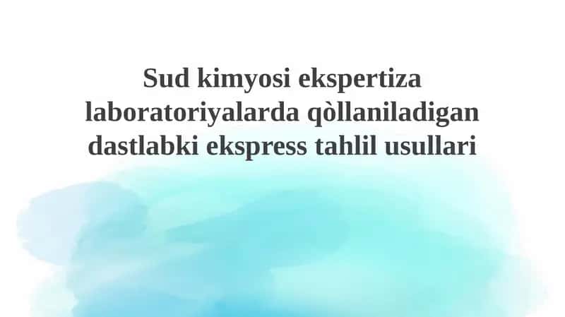 Gidrokimyoviy ekspertiza laboratoriyalarda qo'llaniladigan tezkor tahlil usullari 1