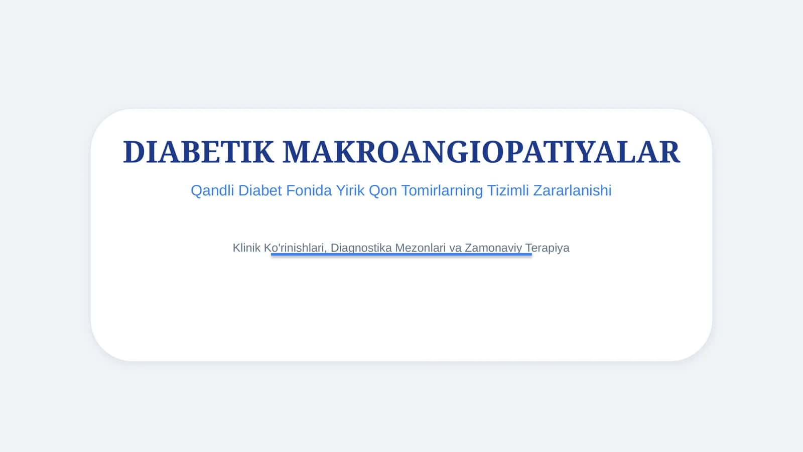 Diabetik makroangiopatiyalar — 15 slaydli tibbiy taqdimot 1