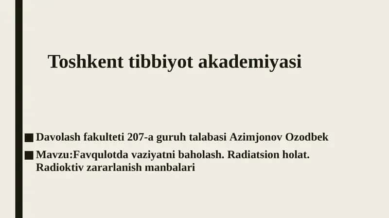 Toshkent Tibbiyot Akademiyasi Davolash Fakulteti 1