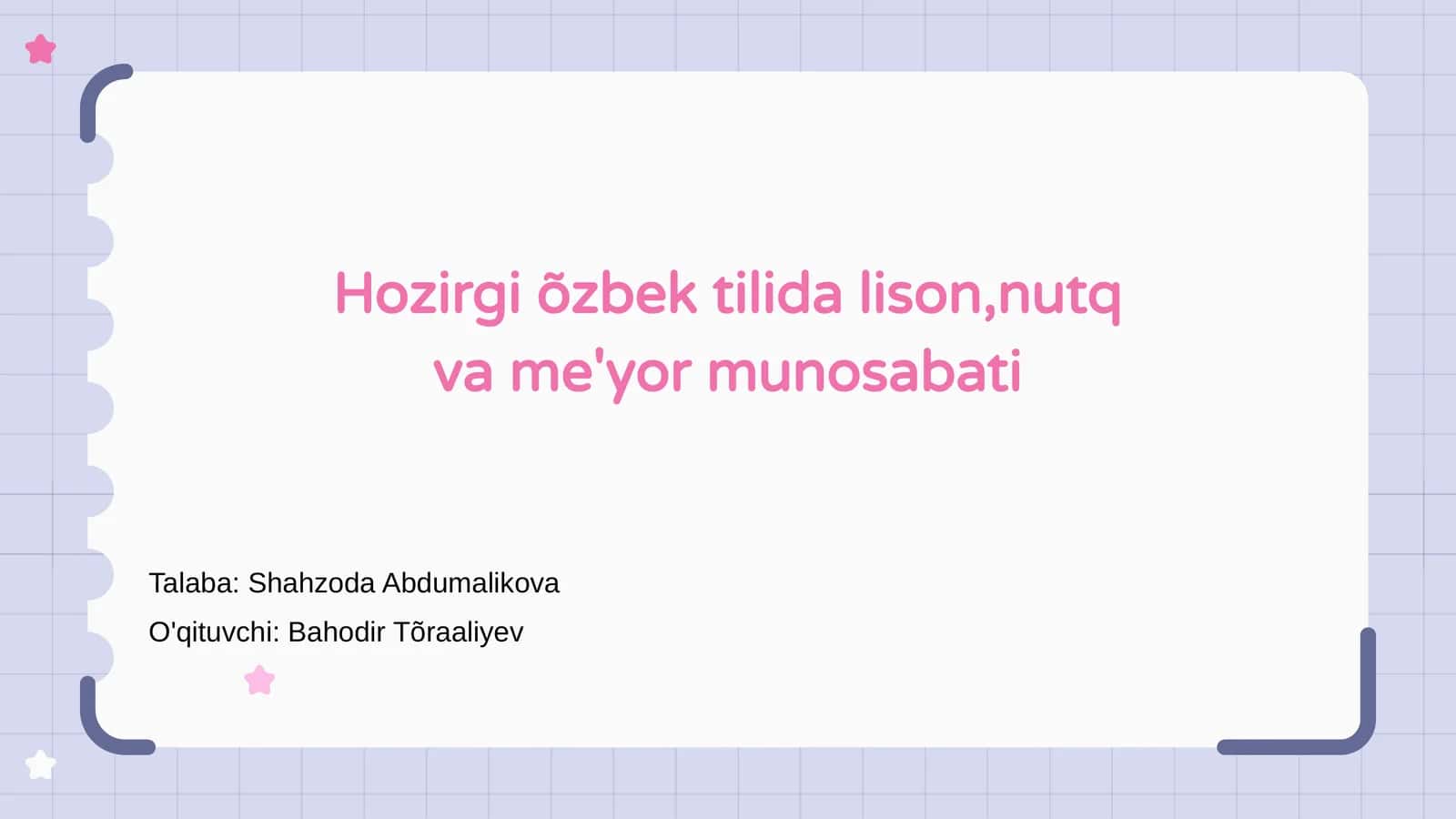 Hozirgi õzbek tilida lison,nutq va me'yor munosabati 1