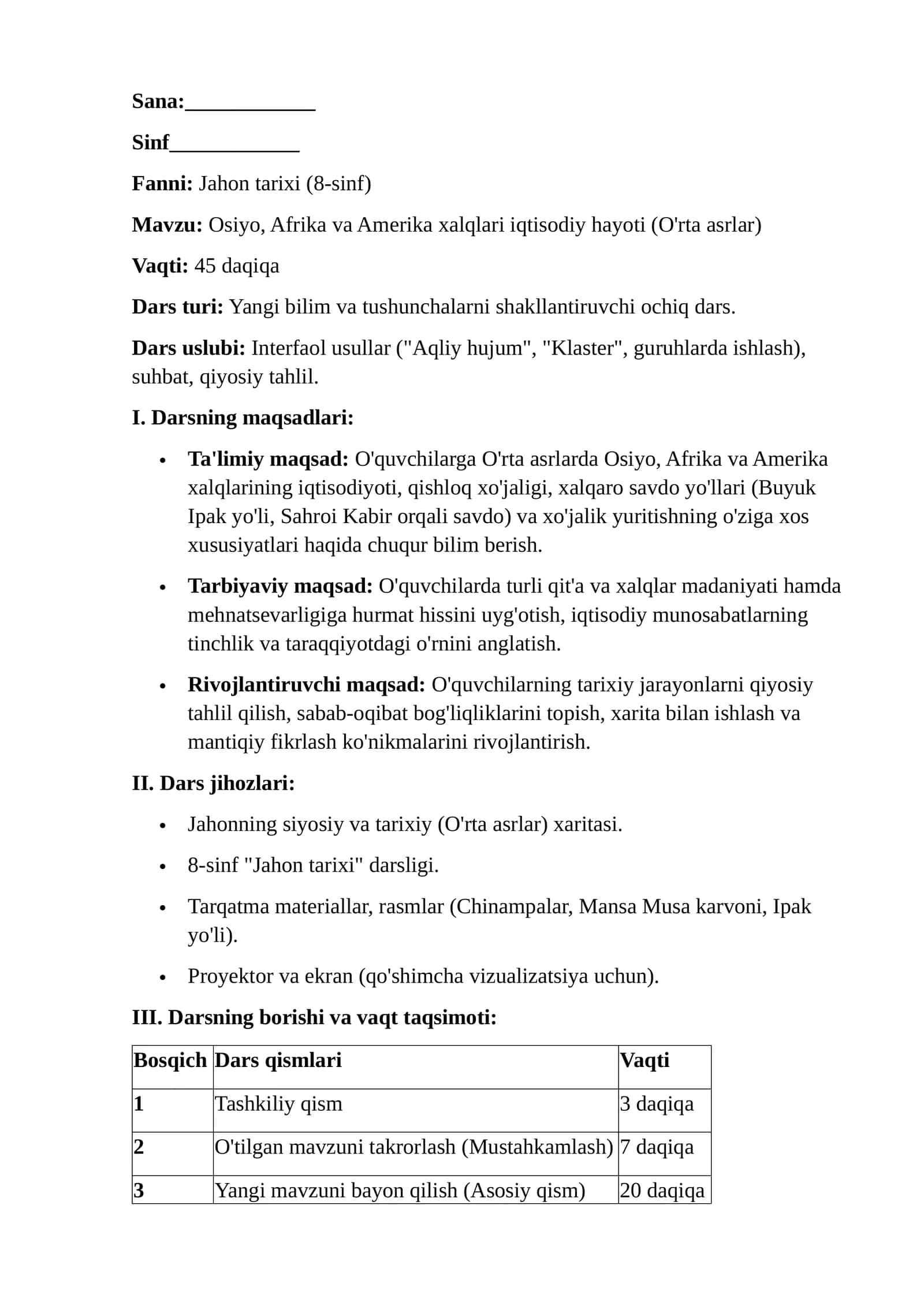 Osiyo, Afrika va Amerika xalqlari iqtisodiy hayoti 1