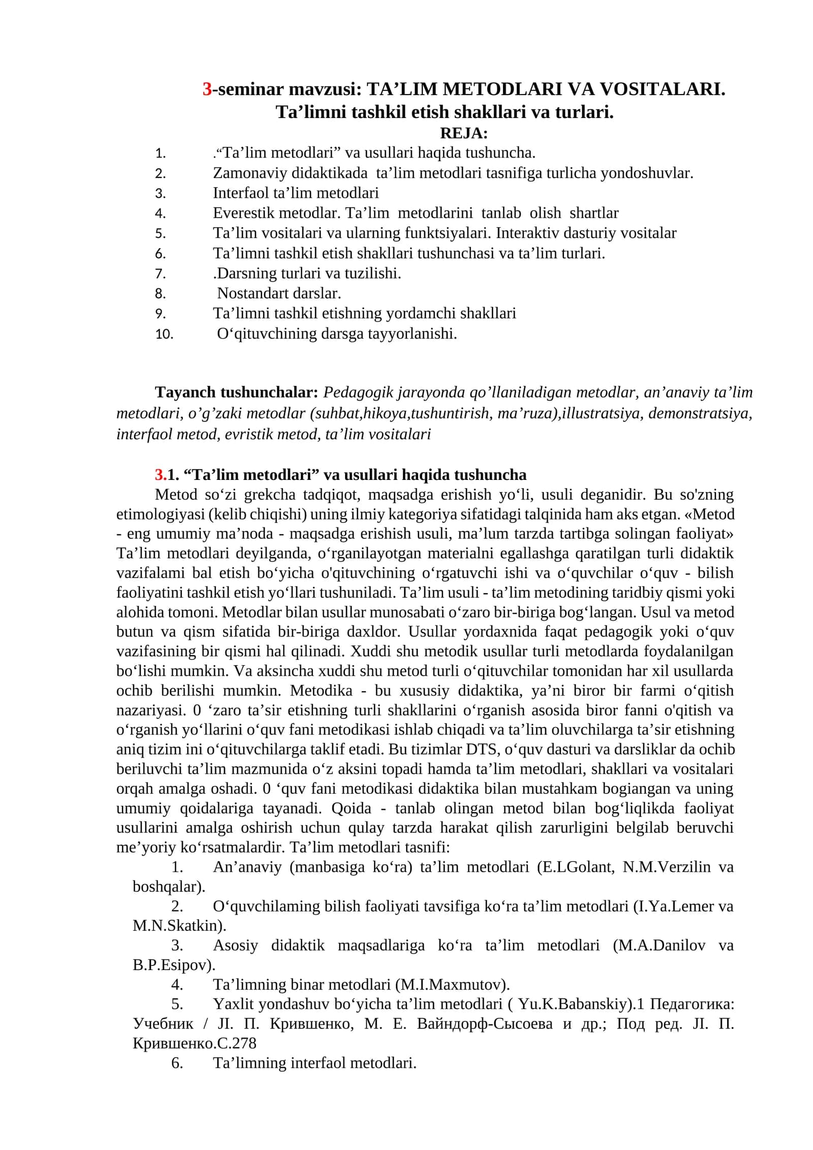 TA’LIM METODLARI VA VOSITALARI 1