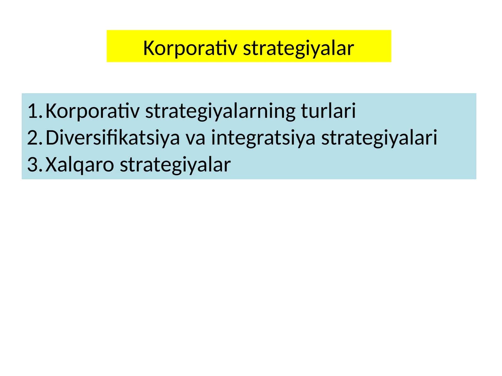 Korporativ strategiyalar 1