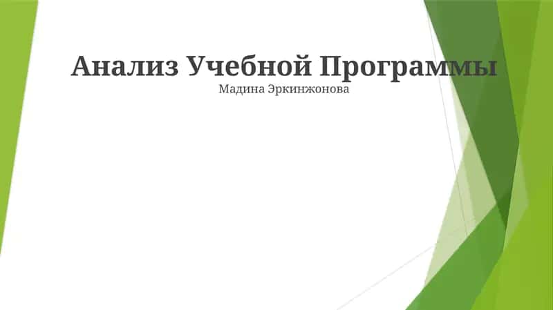 Анализ Учебной Программы 1