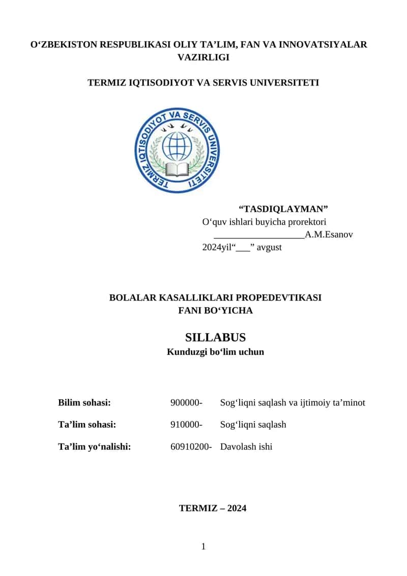 Bolalar kasalliklari propedevtikasi 1