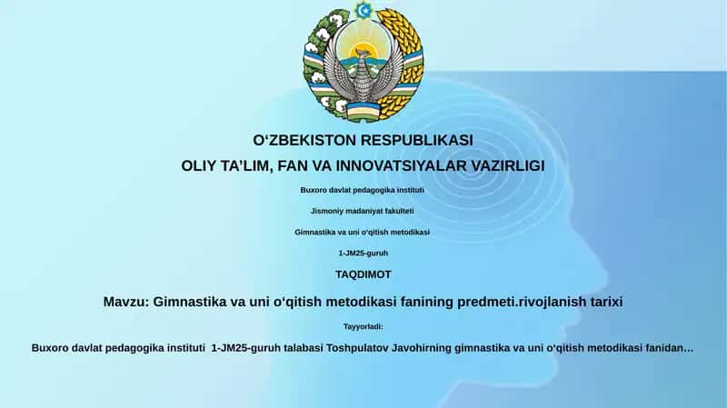 Gimnastika va uni o'qitish metodikasi 1