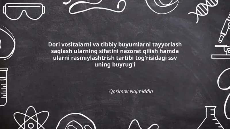 Dori vositalarni va tibbiy buyumlarni tayyorlash saqlash ularning sifatini nazorat qilish 1