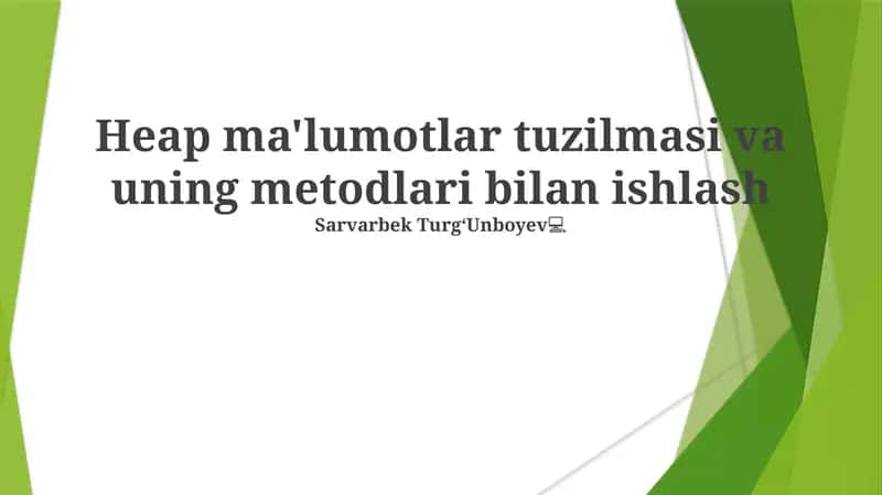 Toʻplam ma'lumotlar tuzilmasi va uning metodlari bilan ishlash 1