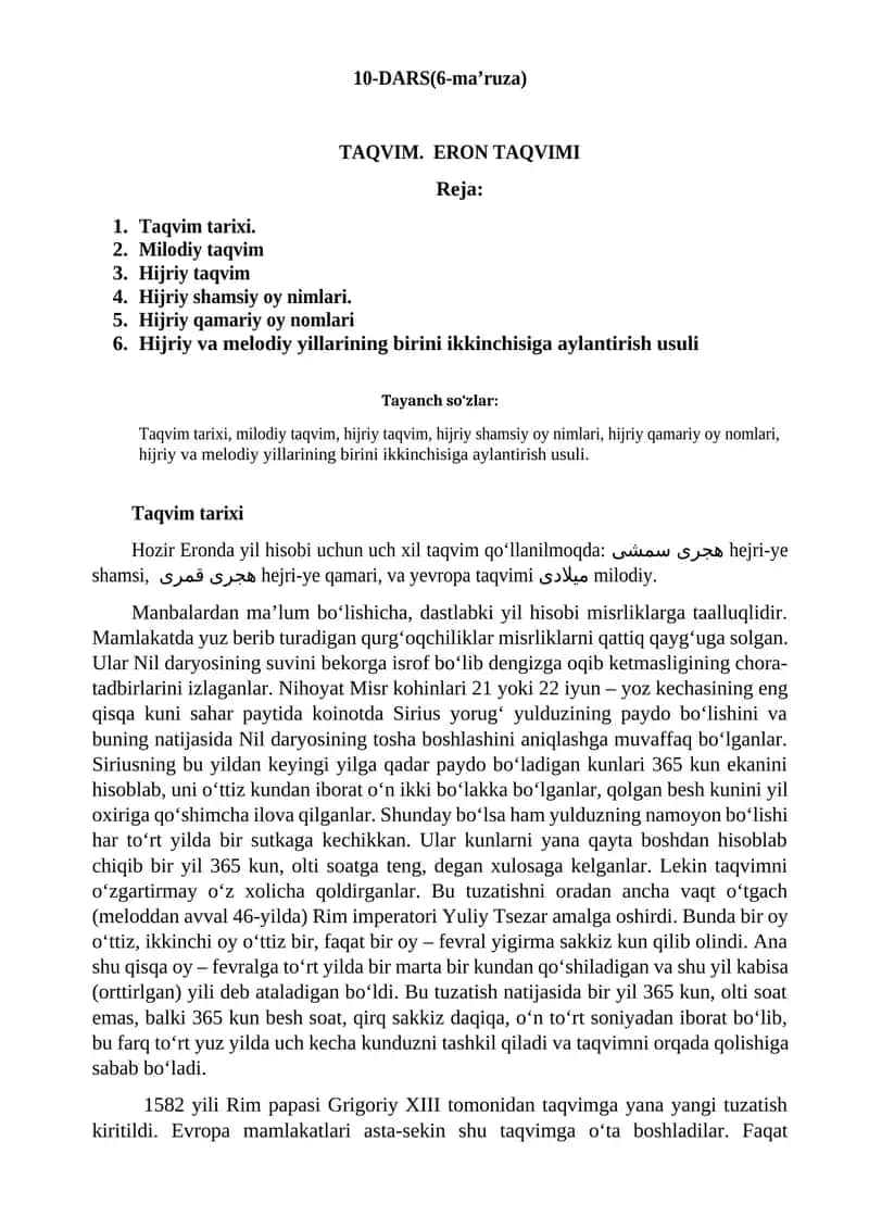 TAQVIM. ERON TAQVIMI 1