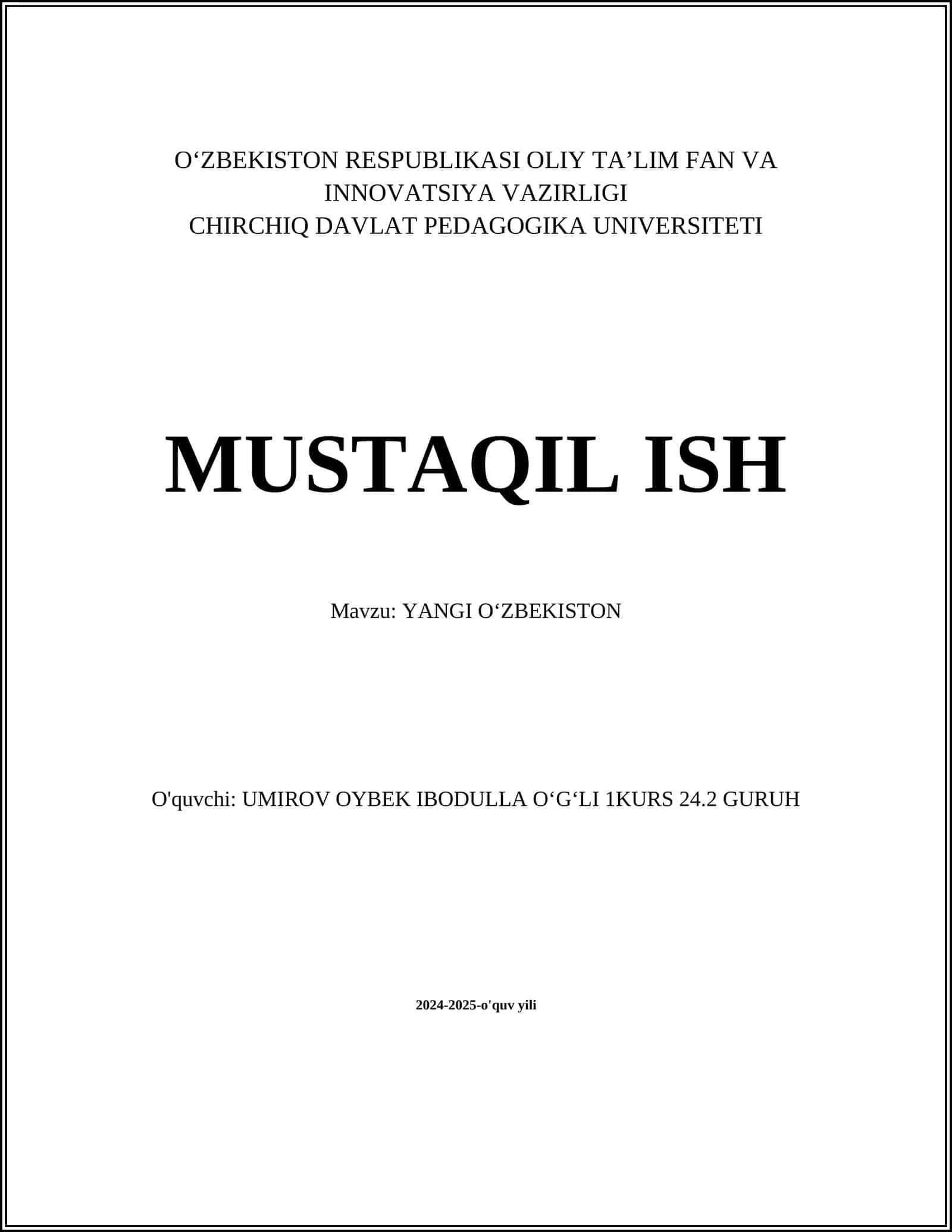 YANGI OʻZBEKISTON 1