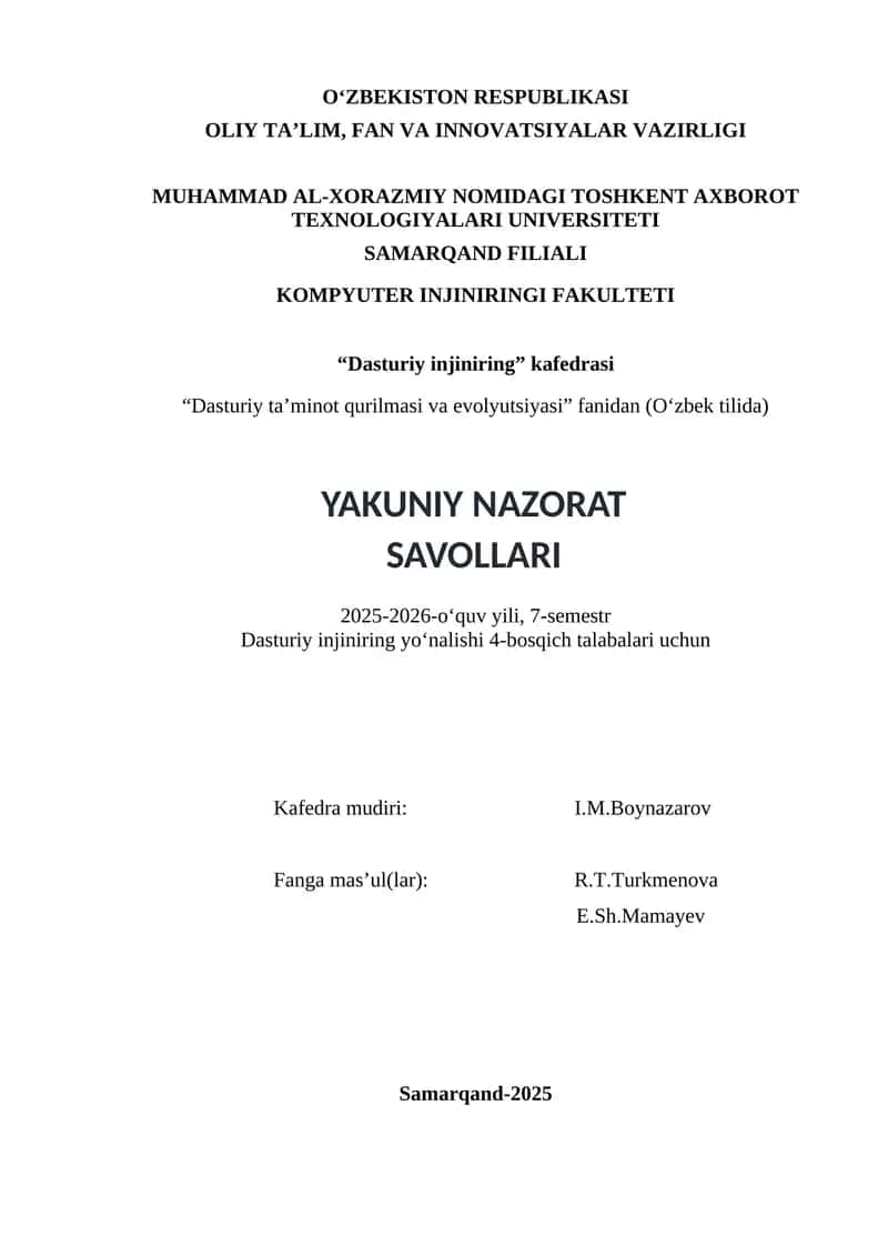 Dasturiy taʼminotni konstruksiyalash 1