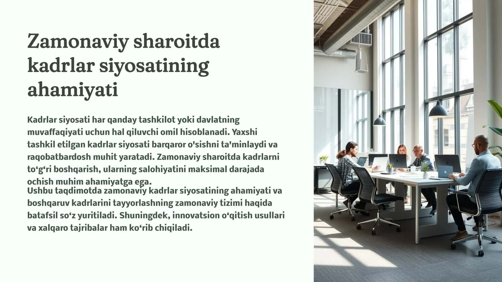 Zamonaviy sharoitda kadrlar siyosatining ahamiyati 1