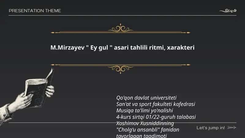 M.Mirzayev " Ey gul " asari tahlili ritmi, xarakteri 1