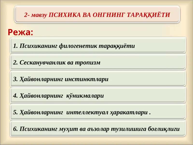 Психика ва онгнинг тараққиёти 1