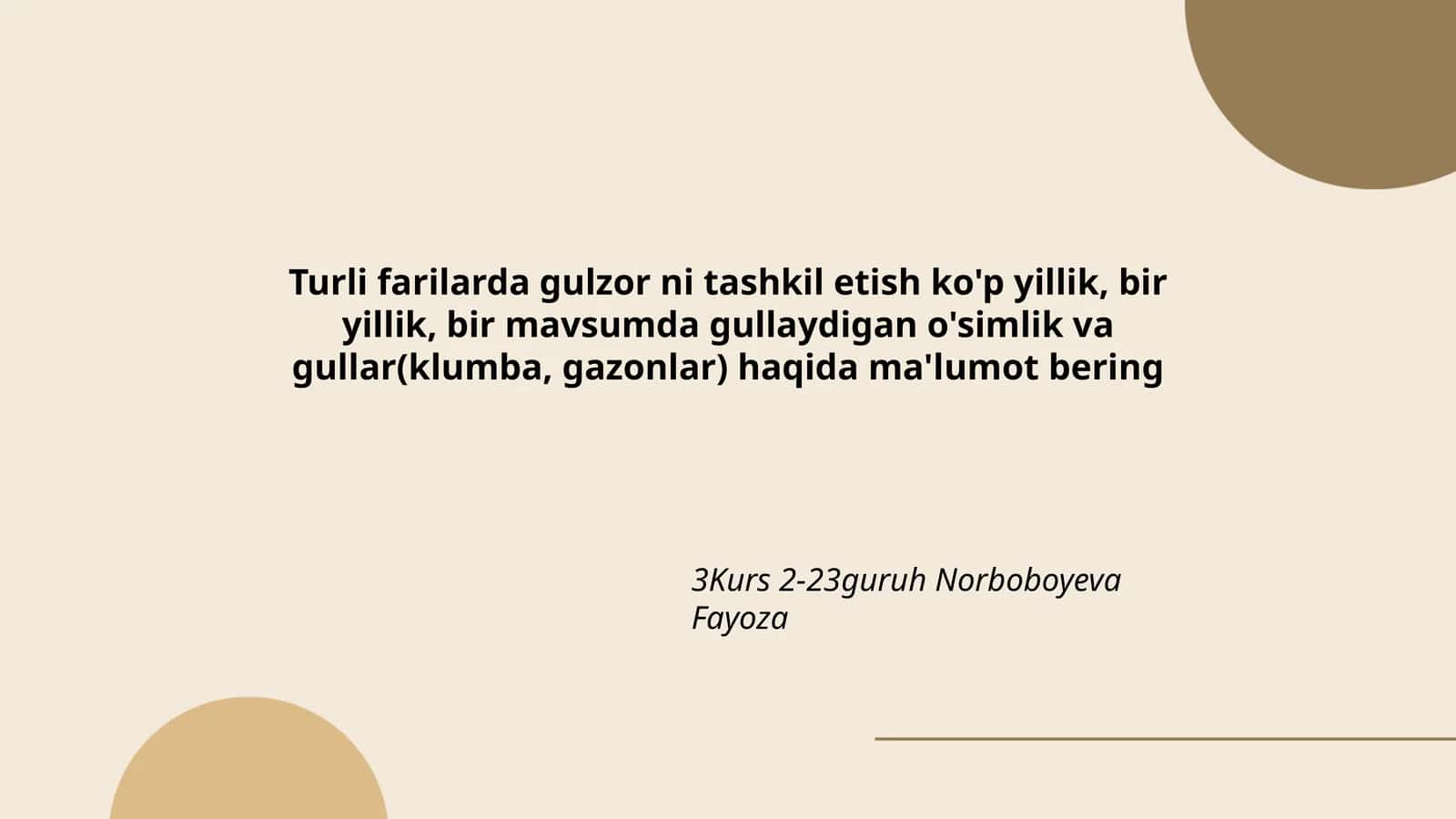 Gulzor ni tashkil etish 1