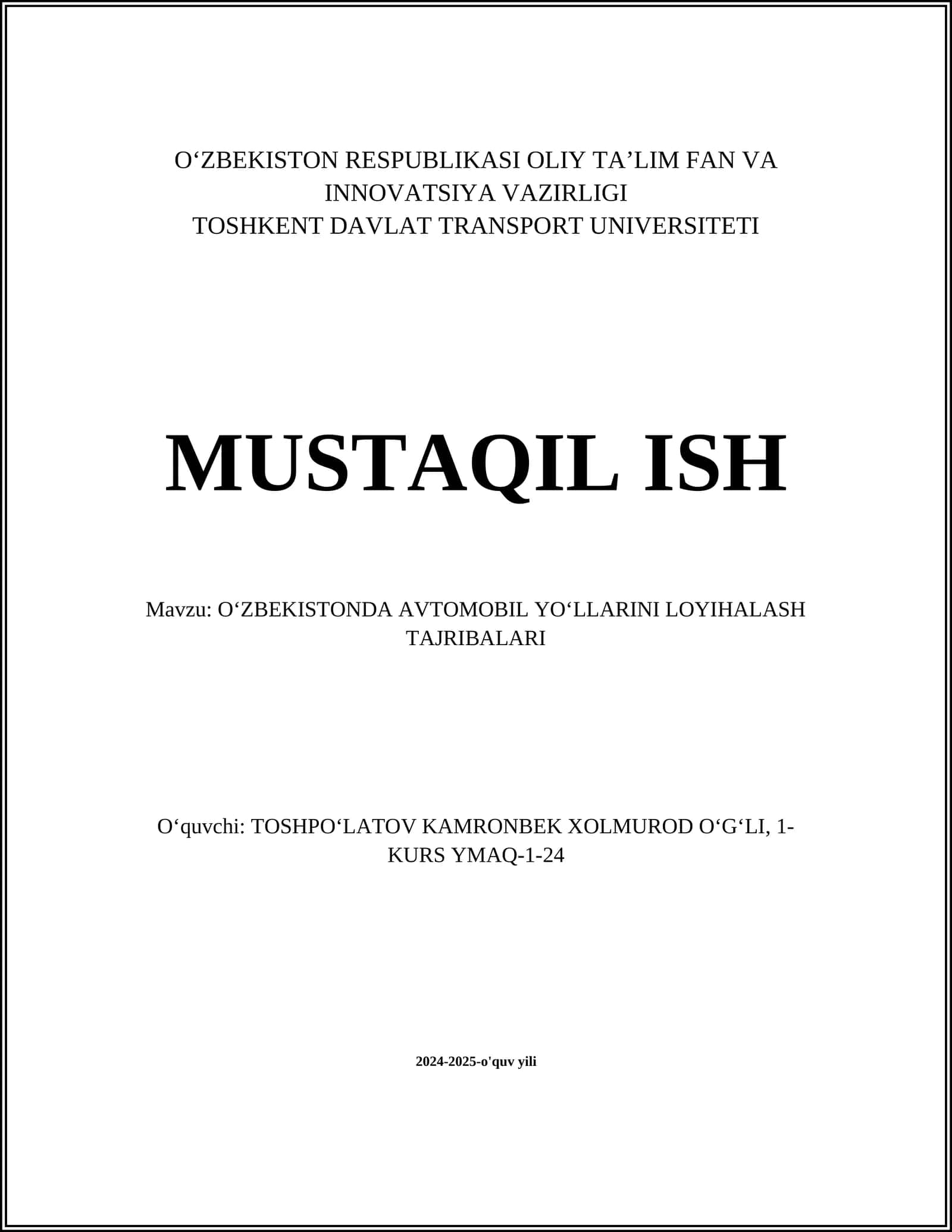 Asfalt qoplamalarini loyihalash texnologiyalari 1