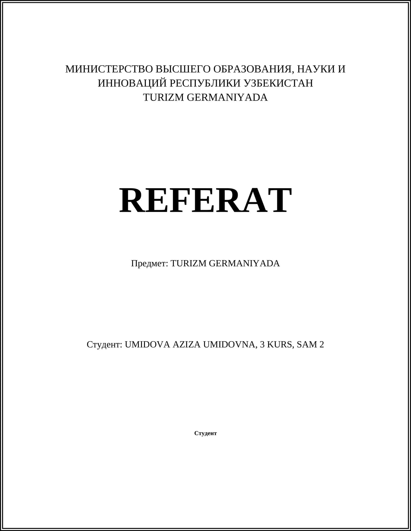 TURIZM GERMANIYADA 1