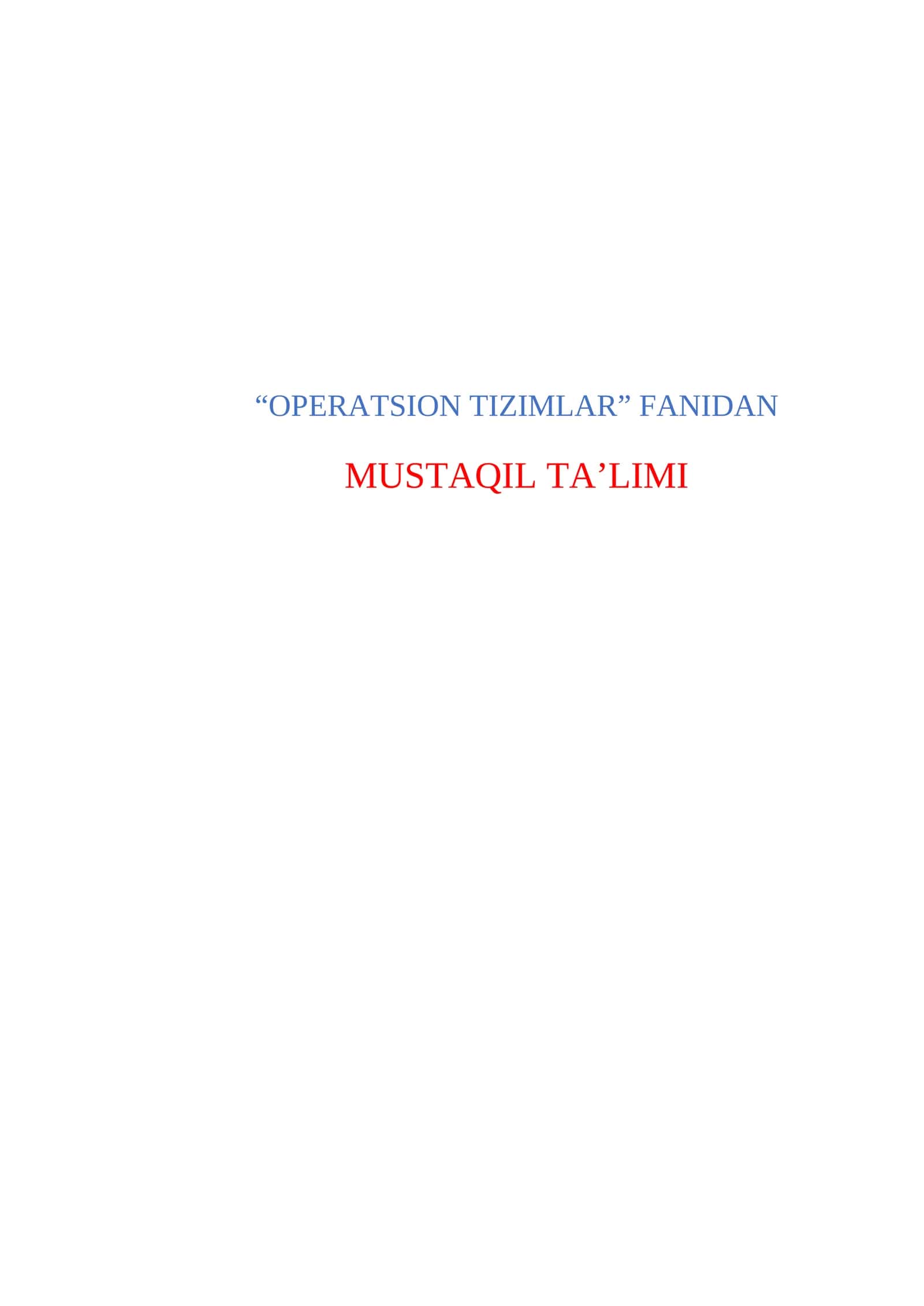 Mobil operasion sistemalar va ularning dasturiy ta’minoti. 1