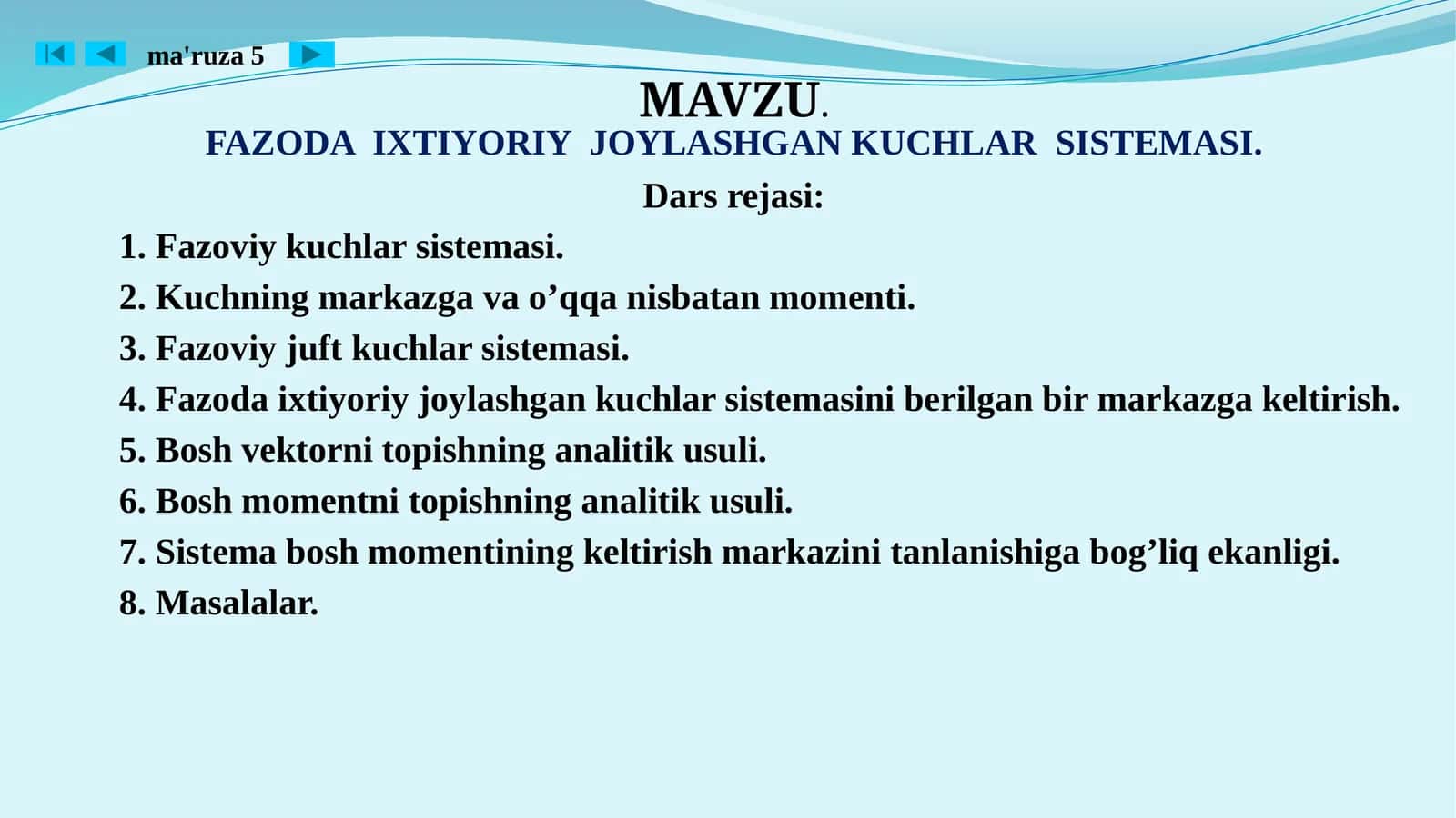FAZODA IXTIYORIY JOYLASHGAN KUCHLAR SISTEMASI 1