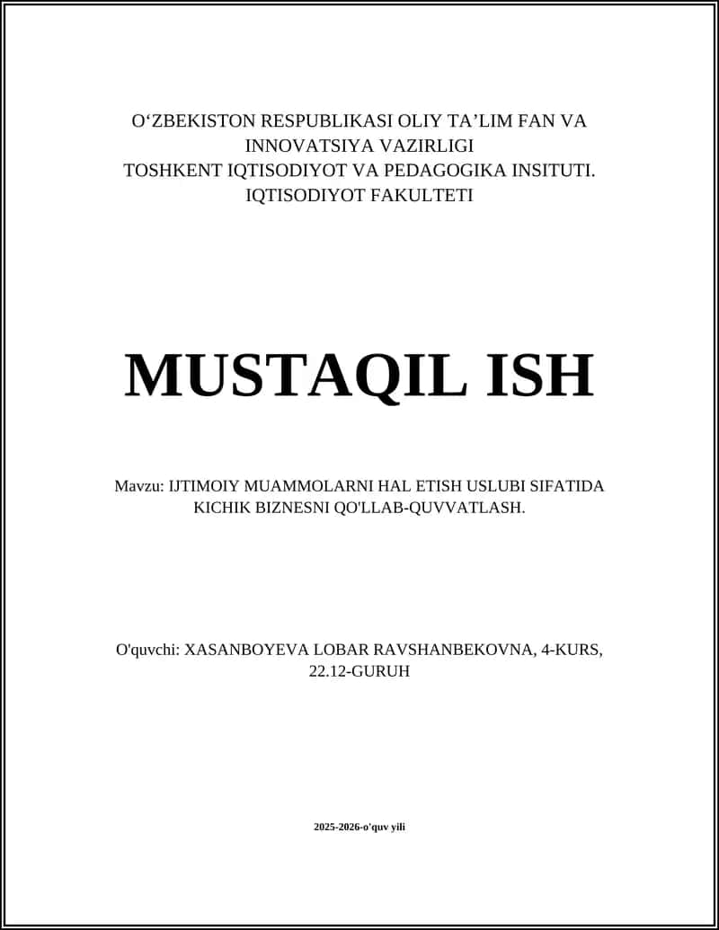 MUSTAQIL ISH 1