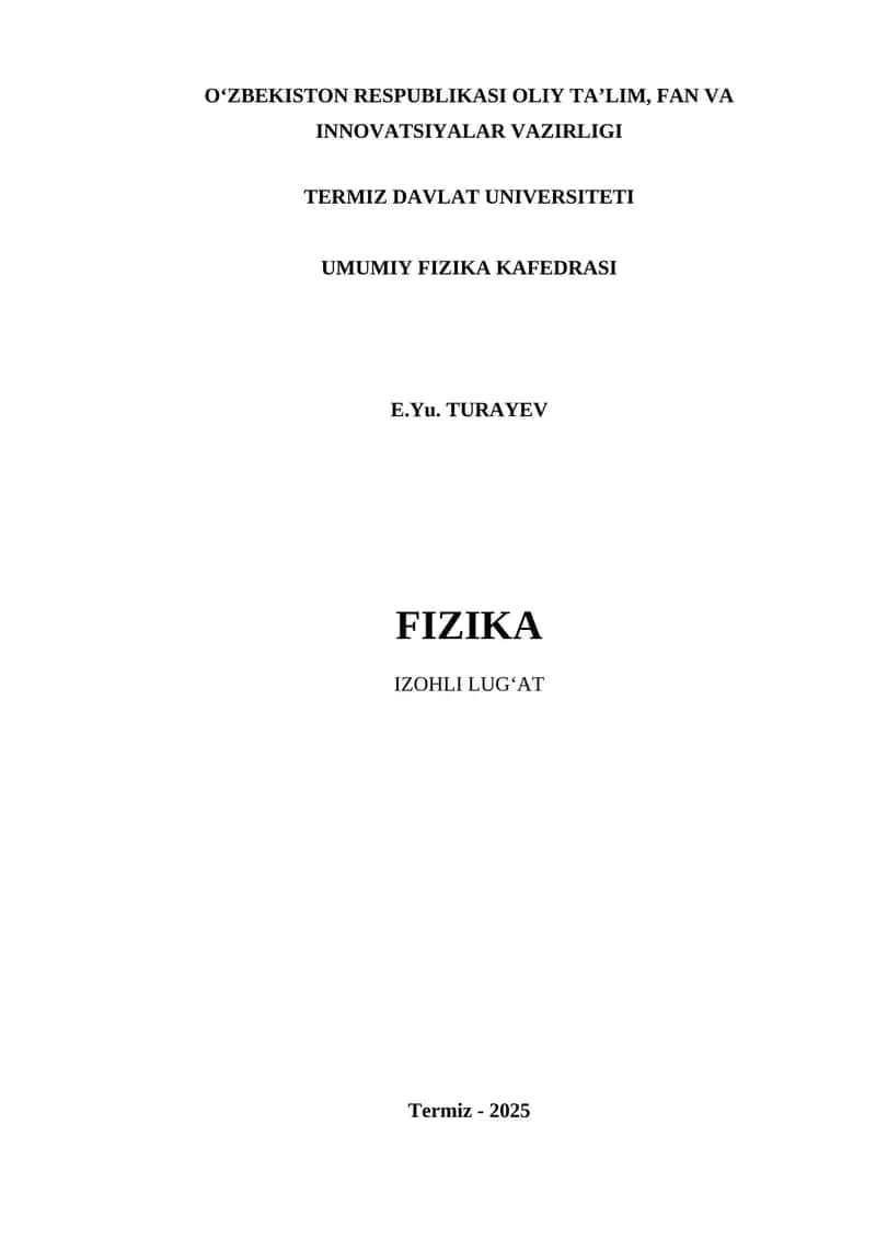 Fizika: izohli lu‘gat 1