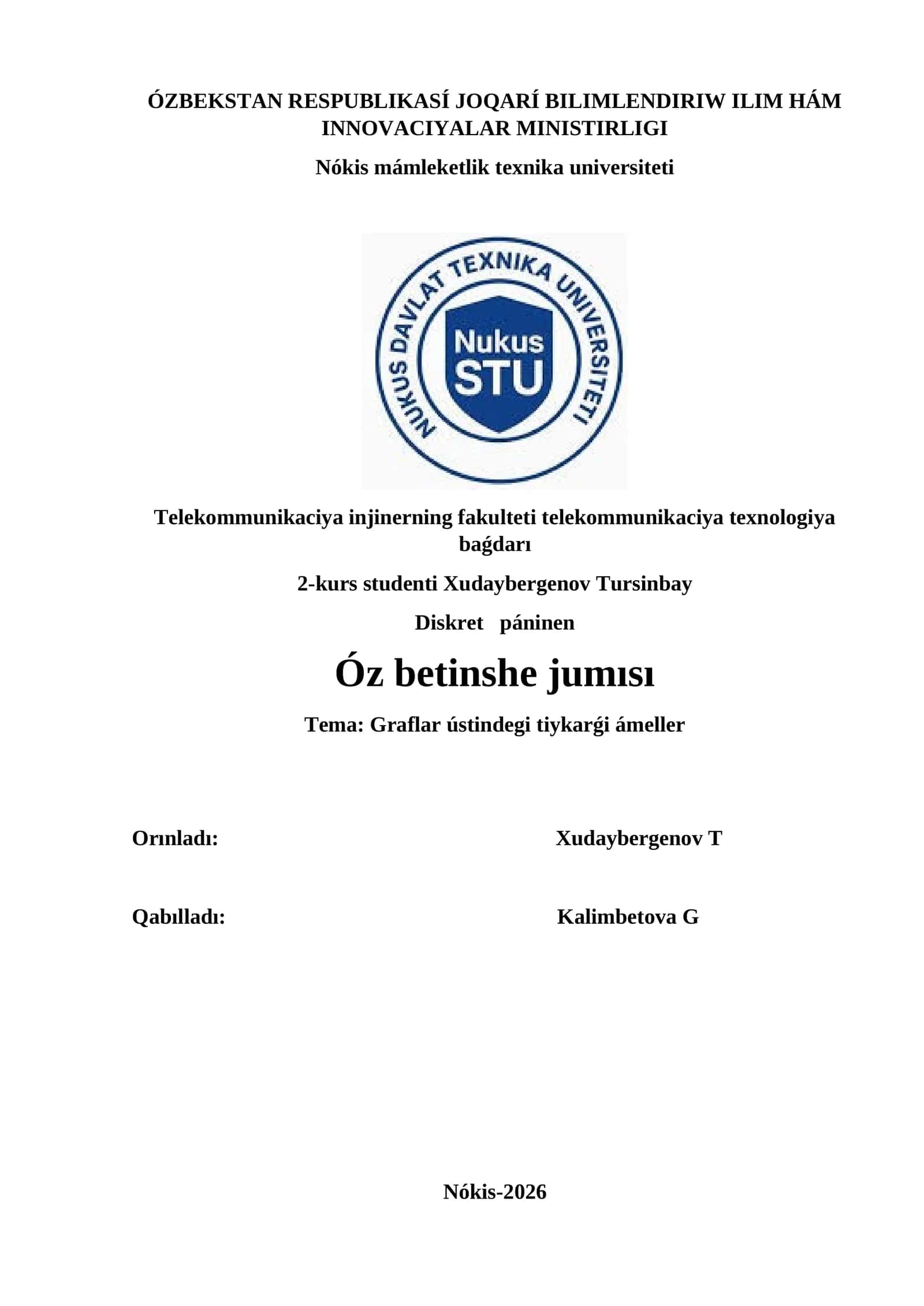 Graflar ústindegi tiykarǵi ámeller 1