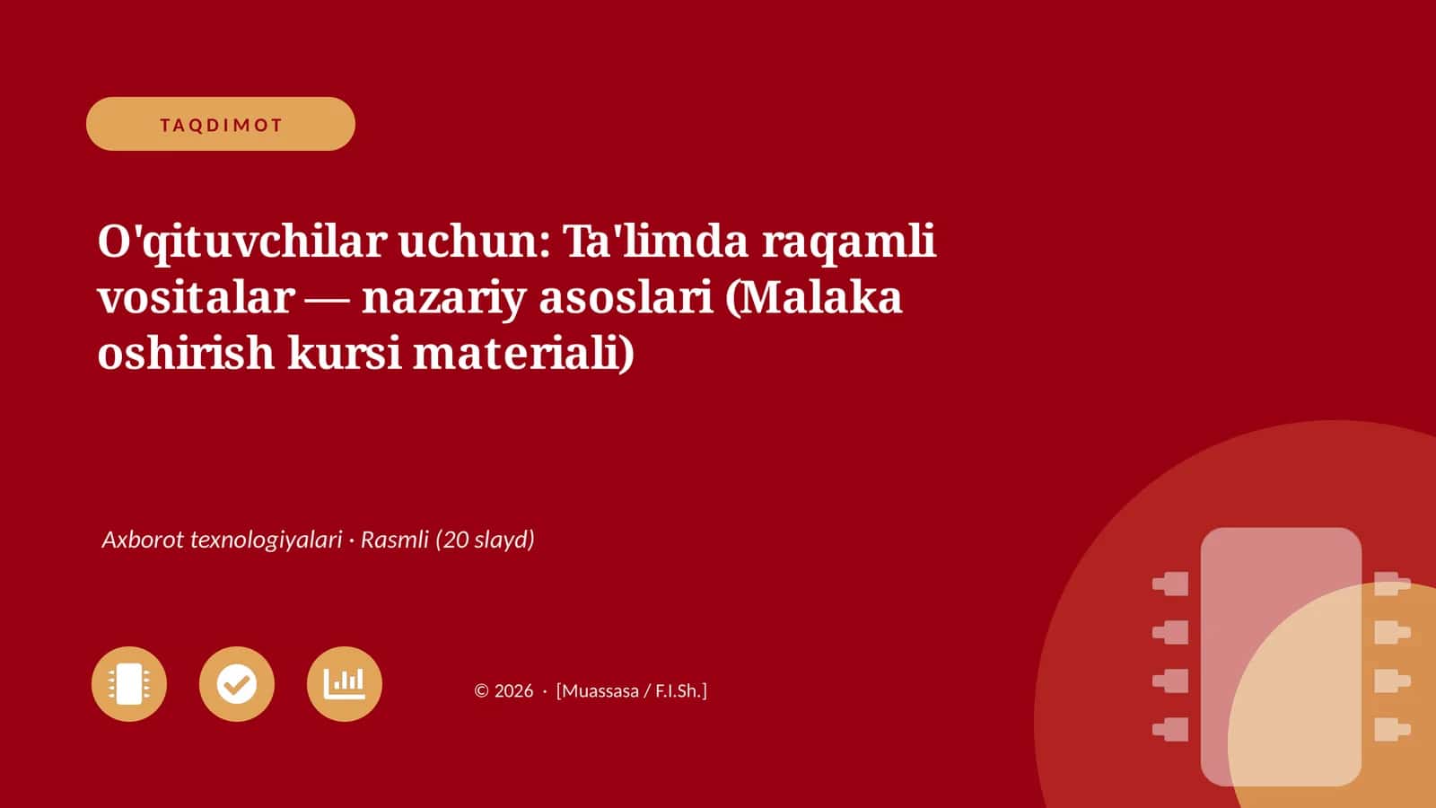 Ta'limda raqamli vositalar — nazariy asoslari (Malaka oshirish kursi materiali) 1