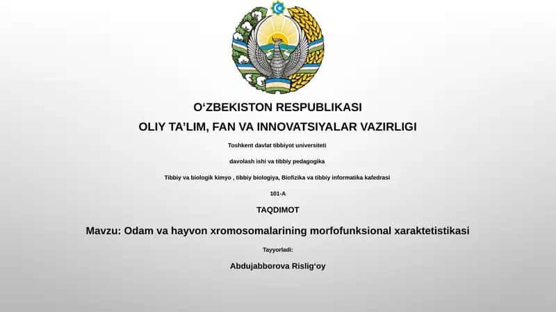 Odam va hayvon xromosomalarining morfofunksional xaraktetistikasi 1