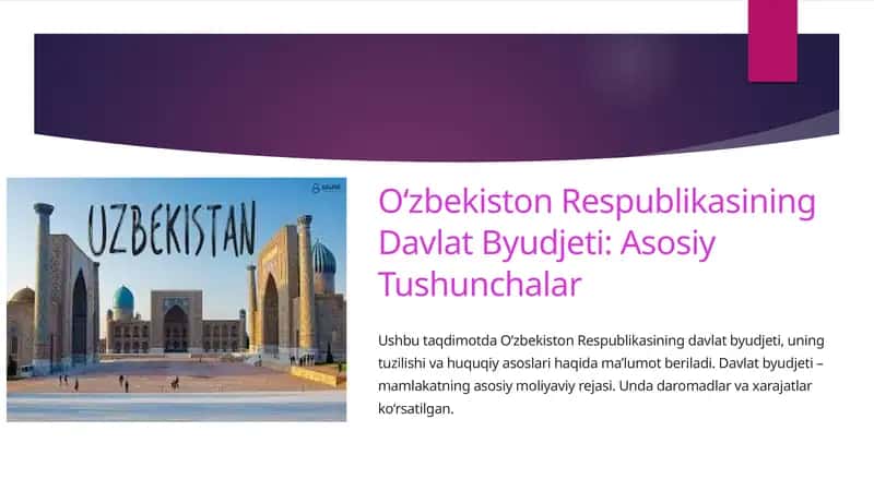 O‘zbekiston Respublikasining Davlat Byudjeti: Asosiy Tushunchalar 1