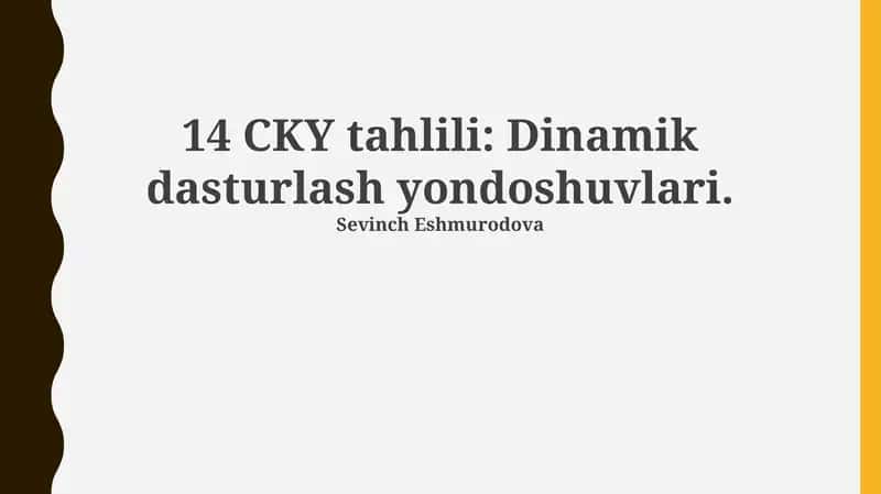 Murakkab Grammatiklar uchun Optimallashtirish 1